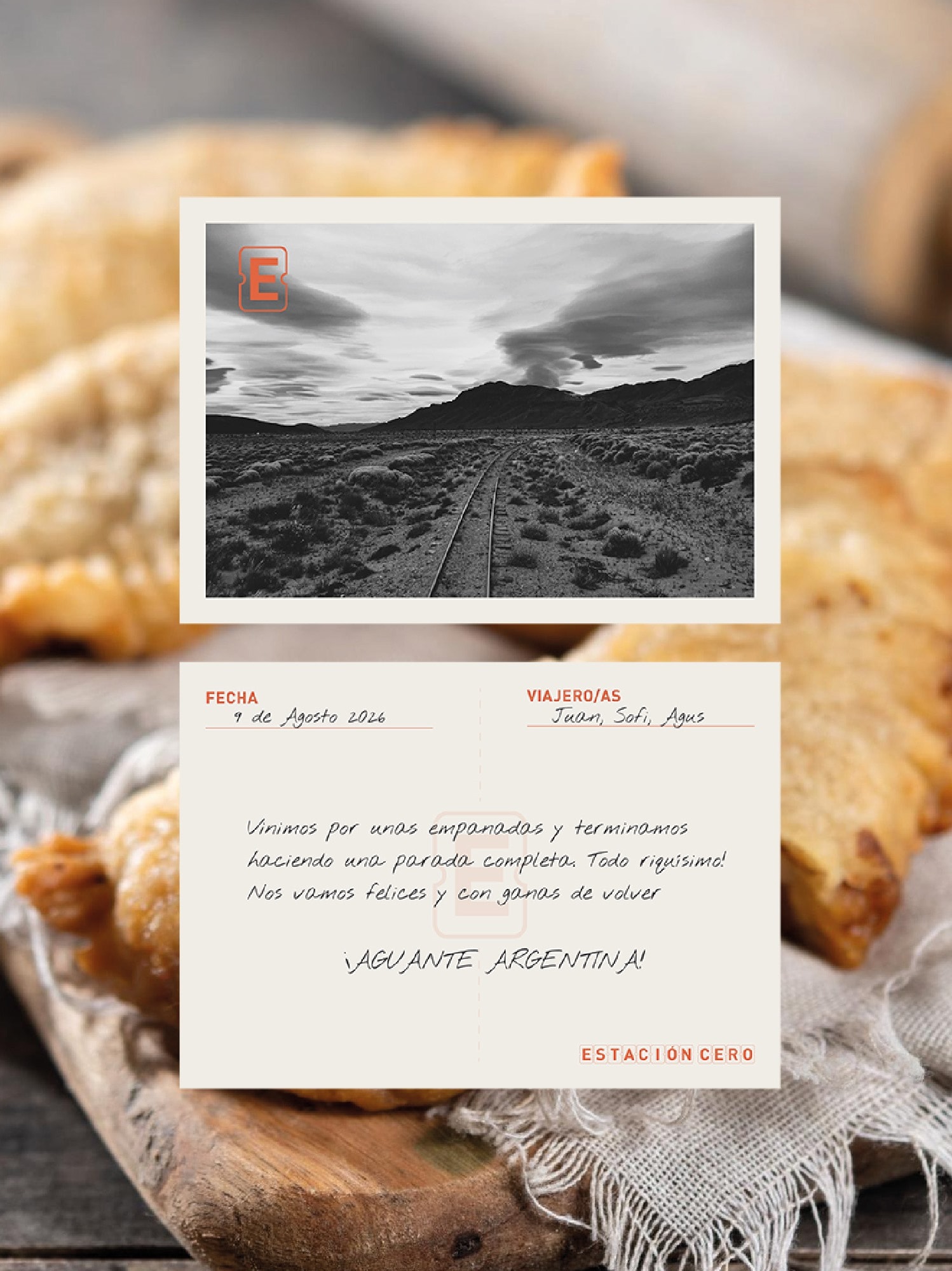 Postal escrita sobre empanadas
