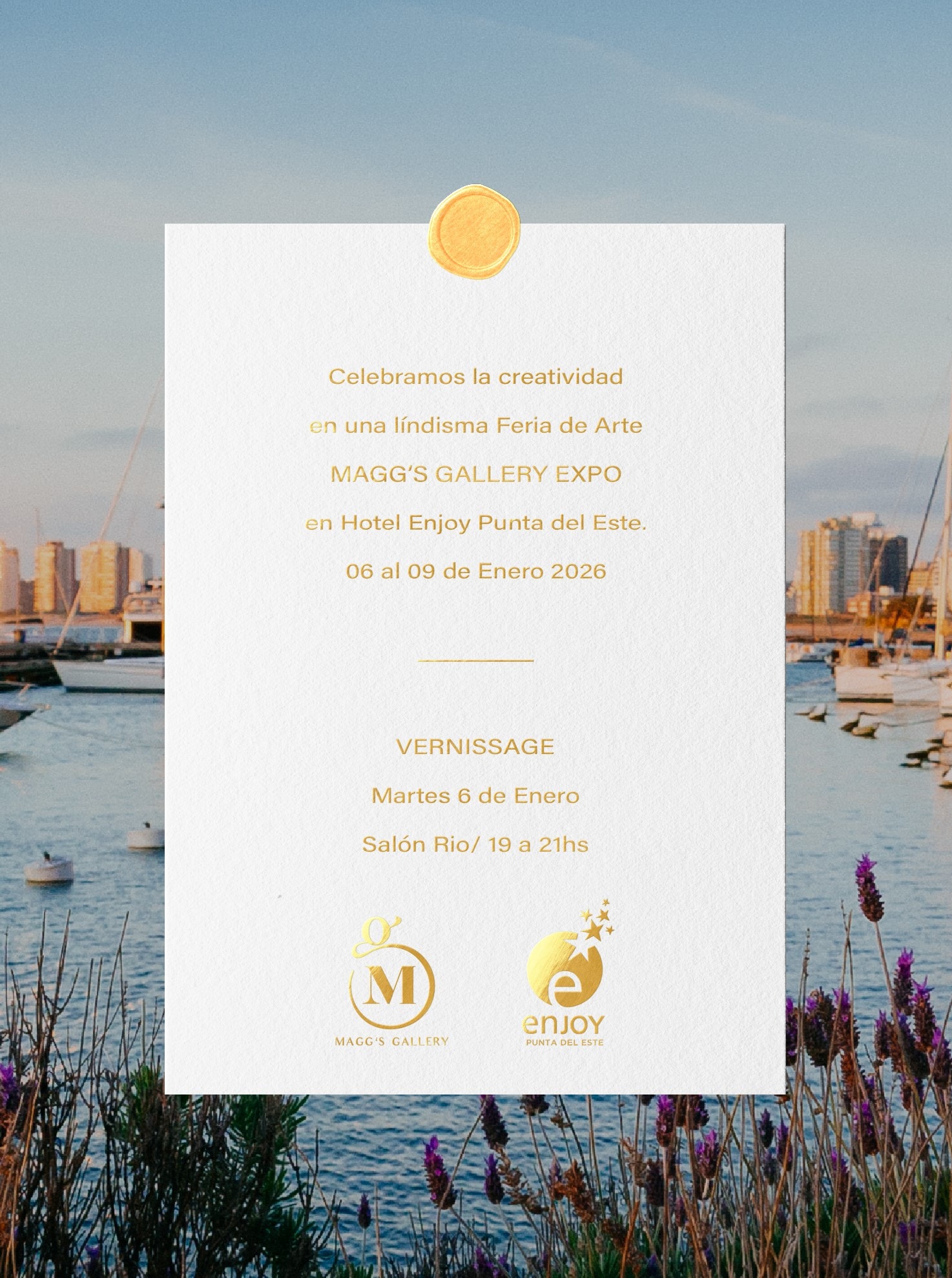 Invitación a Magg's Gallery Expo en Enjoy Punta del Este