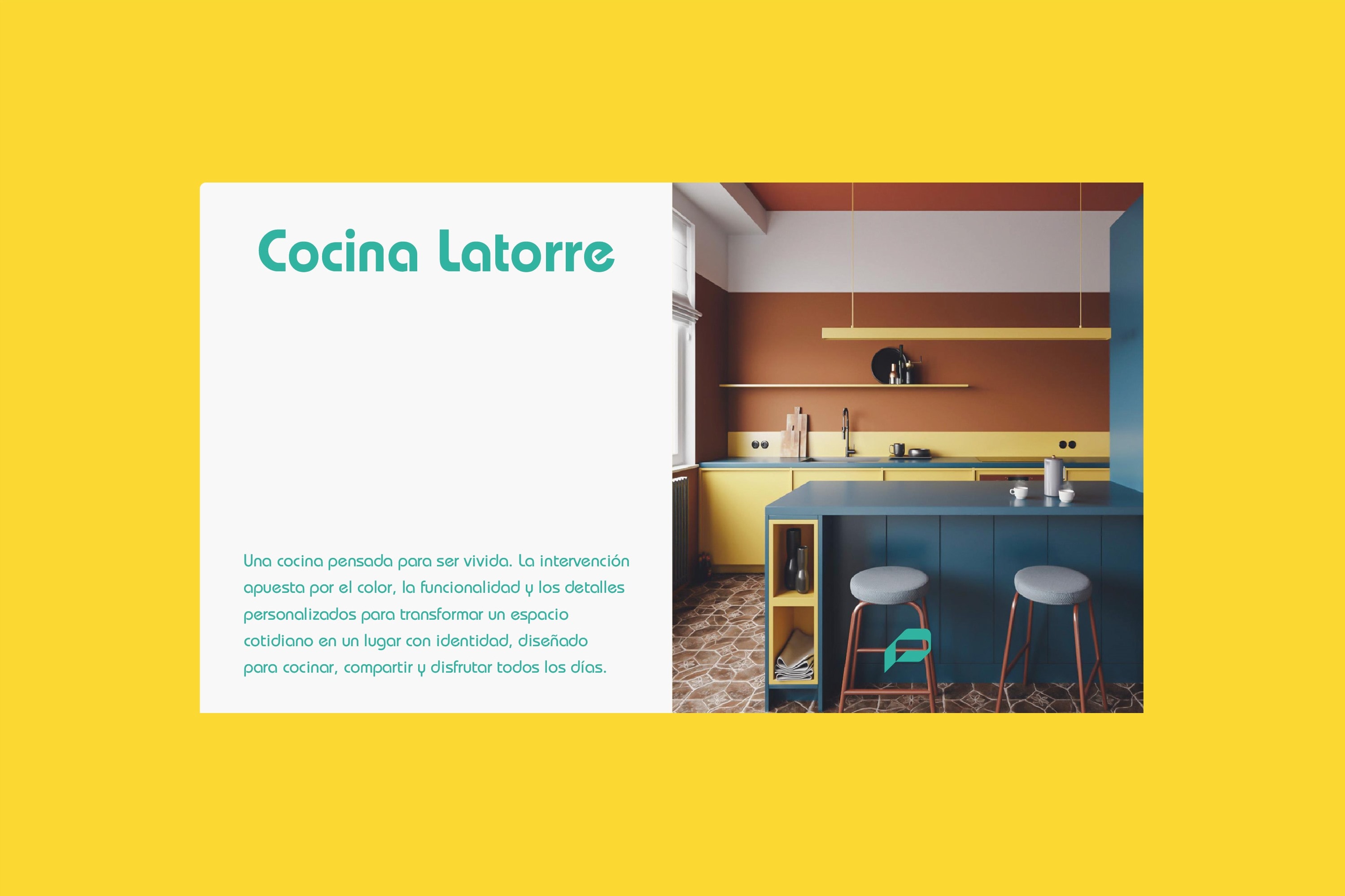 Ficha del proyecto Cocina Latorre sobre fondo amarillo