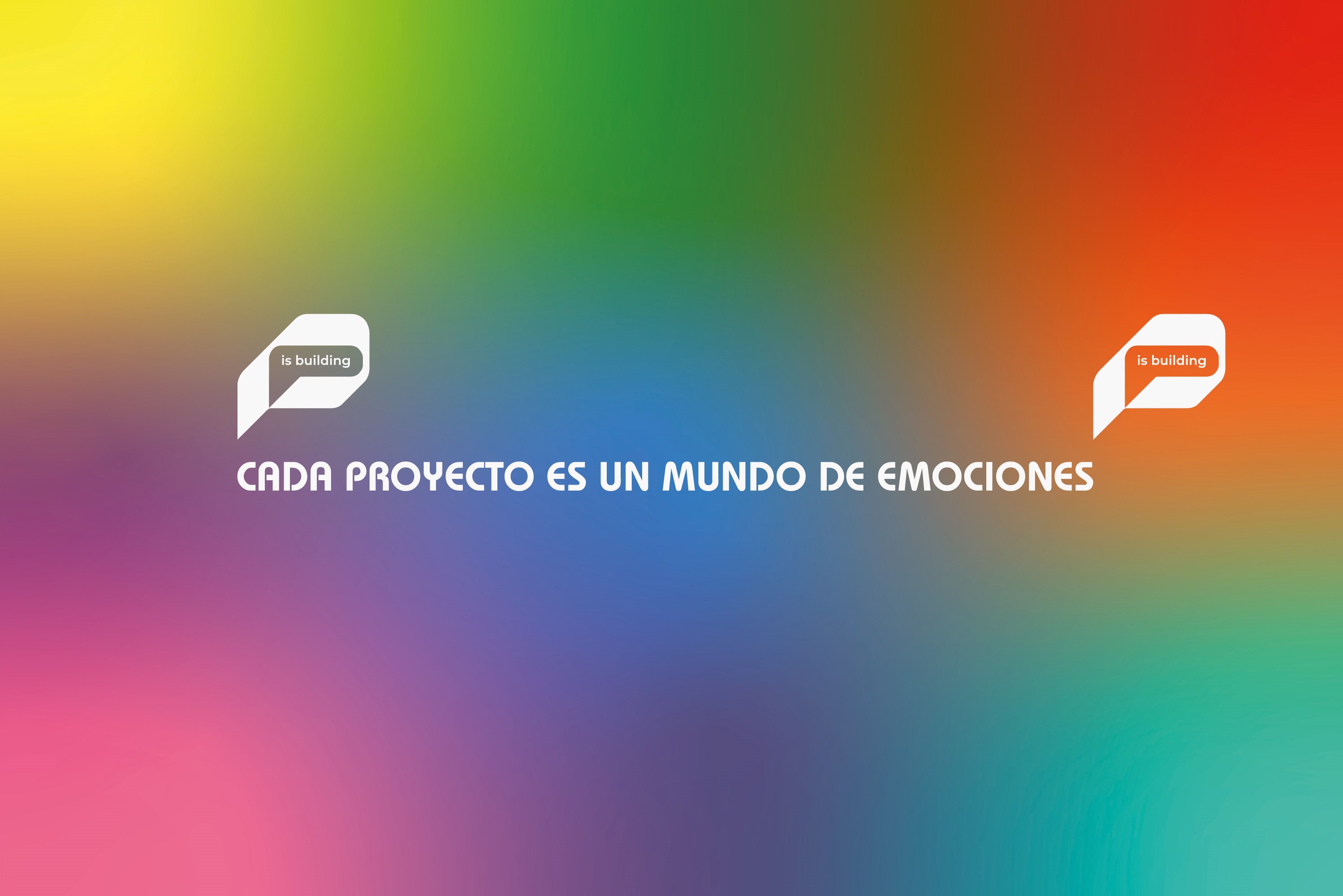 Cada proyecto es un mundo de emociones, sobre degradado multicolor